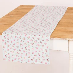 Tischläufer Classic Little Rose Rosenblüten hellblau rosa 40x160cm von SCHÖNER LEBEN.