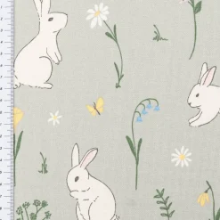Tischläufer Cute Rabbit Garden Hasen Blumen mintgrün bunt 40x160cm von SCHÖNER LEBEN.