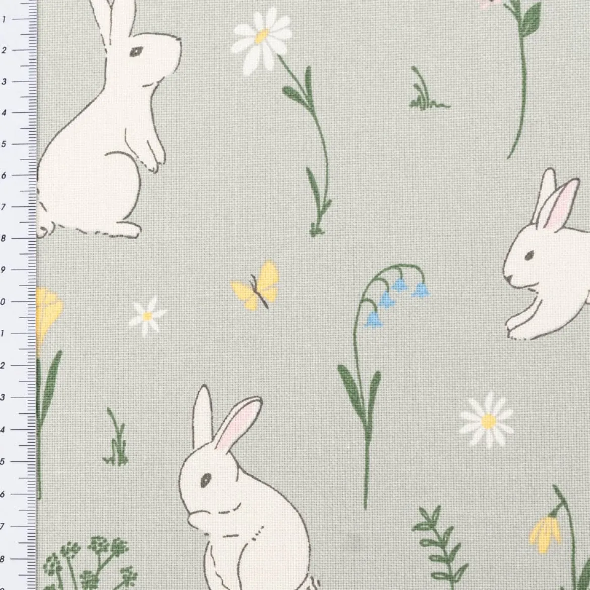 Tischläufer Cute Rabbit Garden Hasen Blumen mintgrün bunt 40x160cm von SCHÖNER LEBEN.