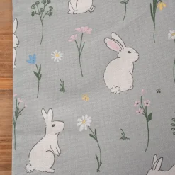 Tischläufer Cute Rabbit Garden Hasen Blumen mintgrün bunt 40x160cm von SCHÖNER LEBEN.