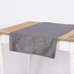 Tischläufer Glamour dunklgrau silberfarbig Lurex 45x150cm