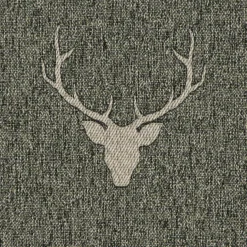 Tischläufer Jacquard Hirschkopf mit Geweih grün beige 40x160cm von SCHÖNER LEBEN.