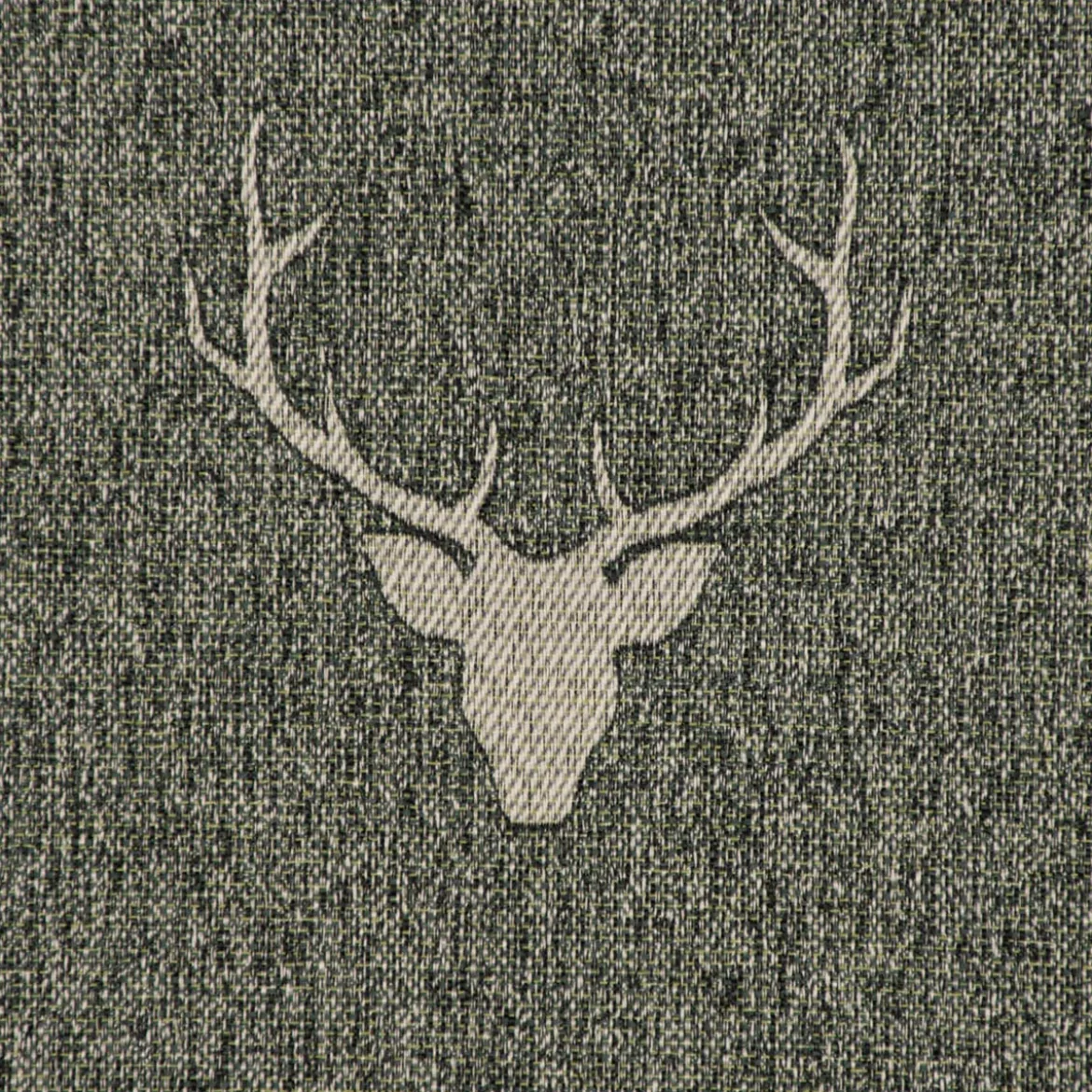 Tischläufer Jacquard Hirschkopf mit Geweih grün beige 40x160cm von SCHÖNER LEBEN.