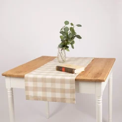 Tischläufer Karos beige weiß 40x160cm von SCHÖNER LEBEN.