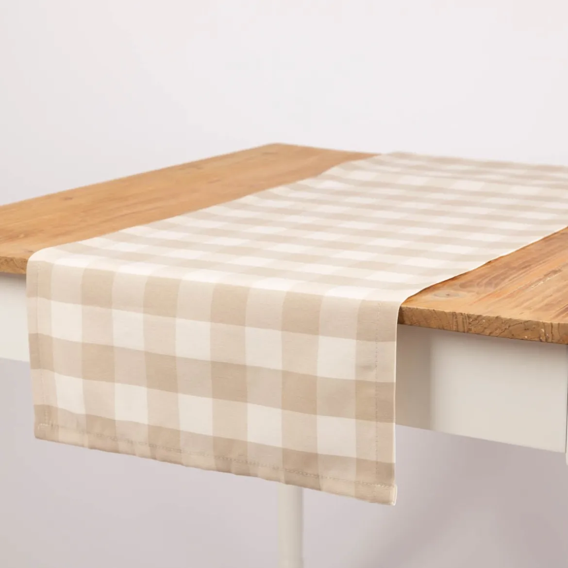Tischläufer Karos beige weiß 40x160cm von SCHÖNER LEBEN.