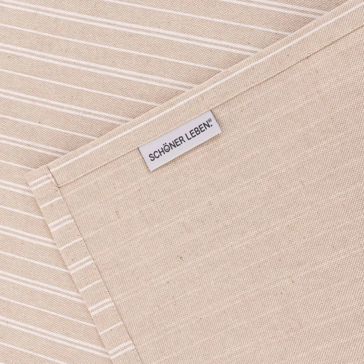 Tischläufer Leinenlook Basic Stripe Streifen natur weiß 40x160cm von SCHÖNER LEBEN.