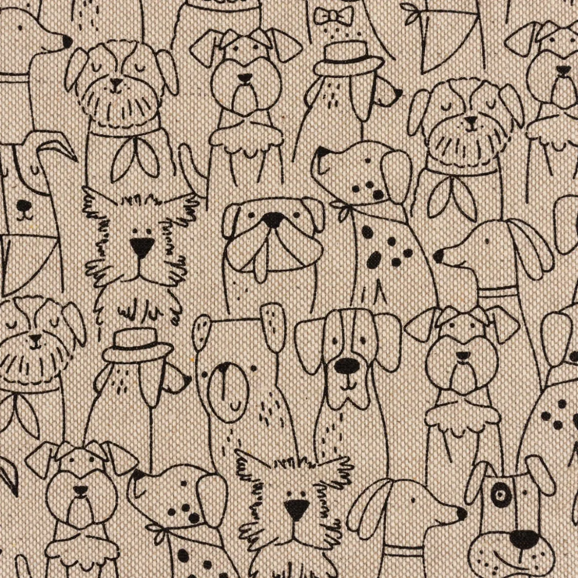 Tischläufer Leinenlook Dog Cartoon Line Hunde natur schwarz 40x160cm von SCHÖNER LEBEN.