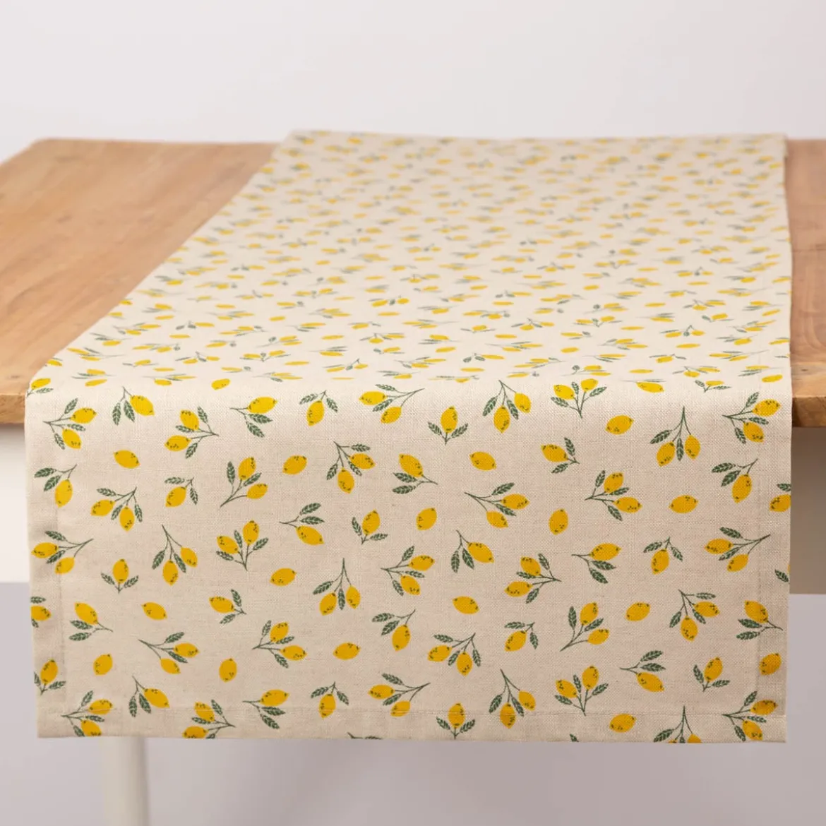 Tischläufer Leinenlook Little Citrus Fruits Mini Zitronen natur gelb 40x160cm von SCHÖNER LEBEN.