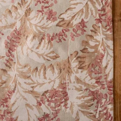 Tischläufer Leinenlook Pampasgras Eukalyptus natur rot 40x160cm von SCHÖNER LEBEN.