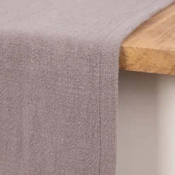 Tischläufer Leinen mit BW-Anteil einfarbig grau 40x160cm von SCHÖNER LEBEN.