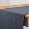 Tischläufer Leinen mit BW-Anteil einfarbig dunkelblau 40x160cm von SCHÖNER LEBEN.