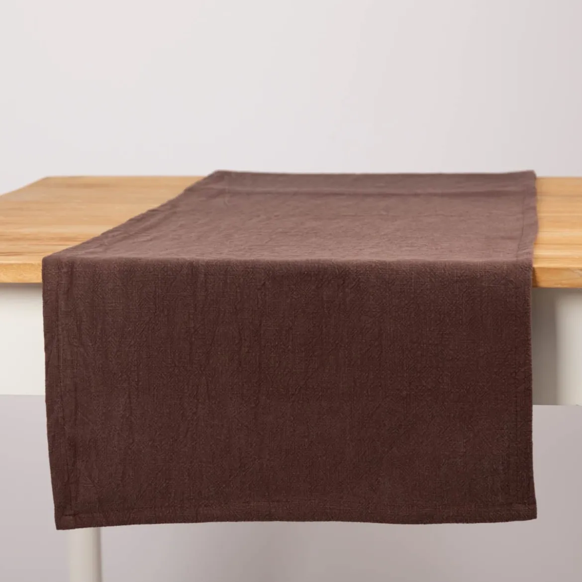 Tischläufer Leinen mit BW-Anteil einfarbig braun 40x160cm von SCHÖNER LEBEN.