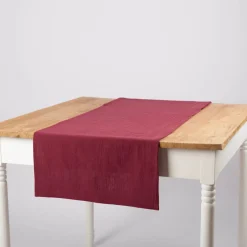 Tischläufer Leinen mit BW-Anteil einfarbig beere 40x160cm von SCHÖNER LEBEN.