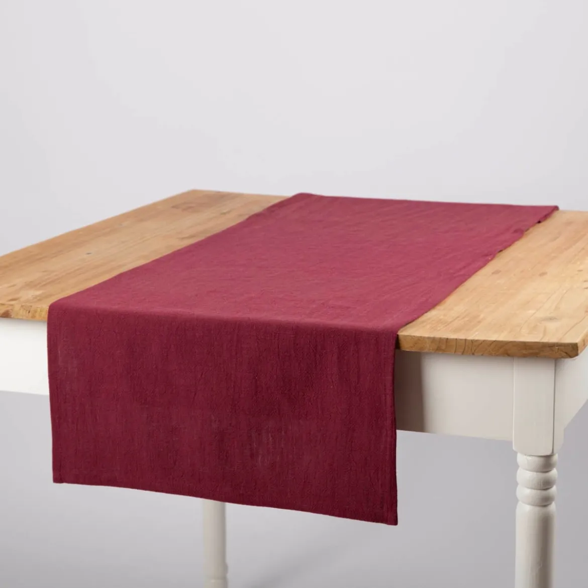 Tischläufer Leinen mit BW-Anteil einfarbig beere 40x160cm von SCHÖNER LEBEN.