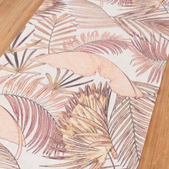 Tischläufer Leinenoptik Palmenblätter beige orange gelb 45x150cm