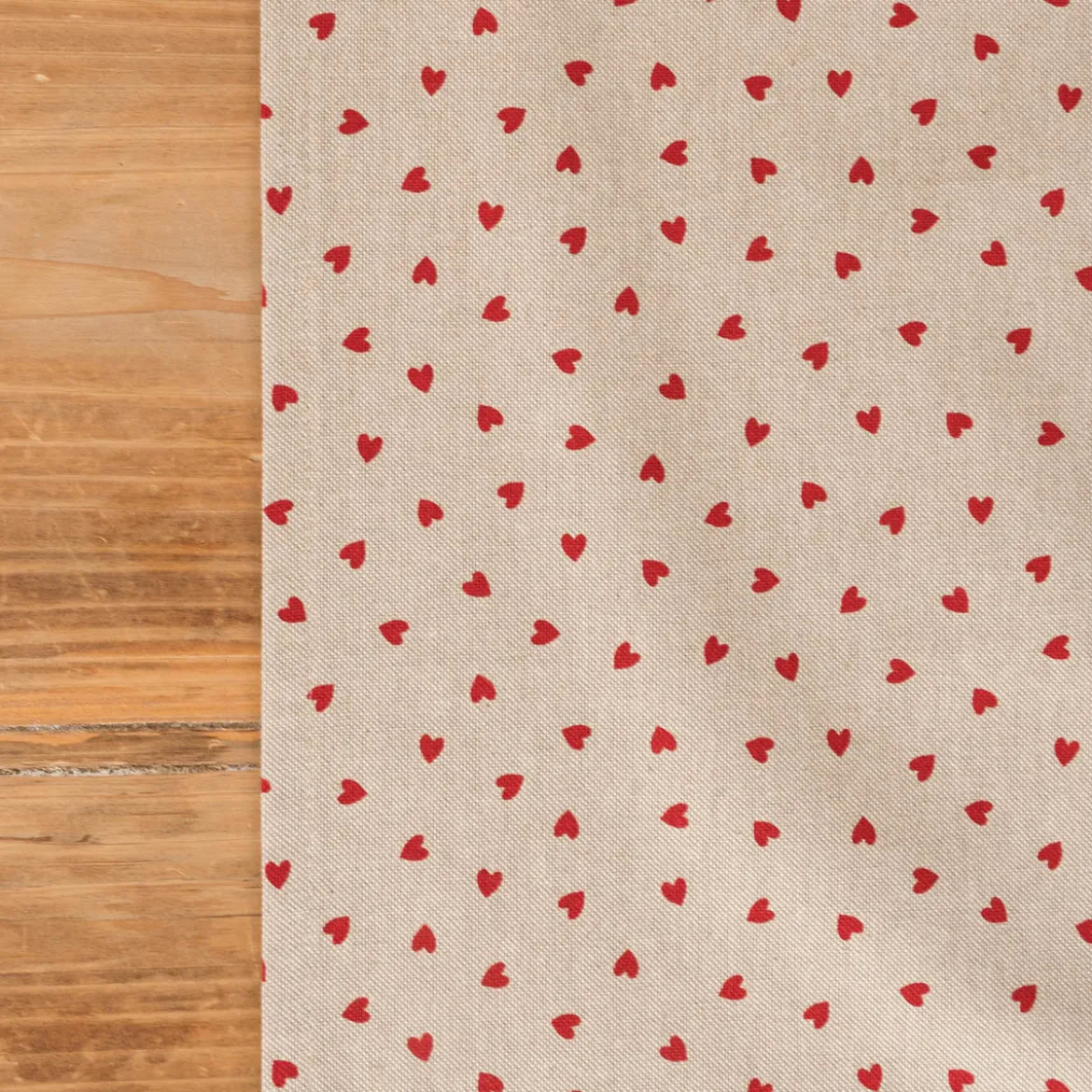 Tischläufer Little Love Heart Herzchen natur rot 40x160cm von SCHÖNER LEBEN.