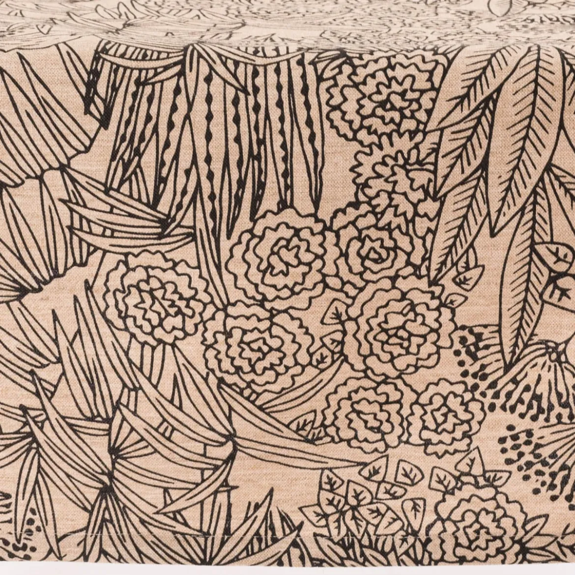 Tischläufer Orphee Botanics Leinenlook natur schwarz 40x160cm von SCHÖNER LEBEN.