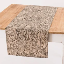 Tischläufer Orphee Botanics Leinenlook natur schwarz 40x160cm von SCHÖNER LEBEN.