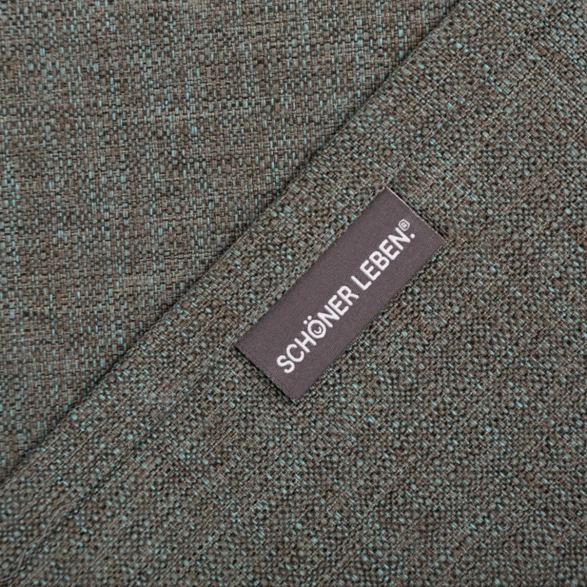 Tischläufer Outdoor Olefina mit Fleckschutz uni Struktur braun türkis meliert 40x160cm von SCHÖNER LEBEN.
