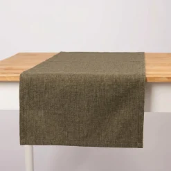 Tischläufer Outdoor Olefina mit Fleckschutz uni Struktur dunkelgrün meliert 40x160cm von SCHÖNER LEBEN.
