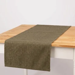 Tischläufer Outdoor Olefina mit Fleckschutz uni Struktur dunkelgrün meliert 40x160cm von SCHÖNER LEBEN.