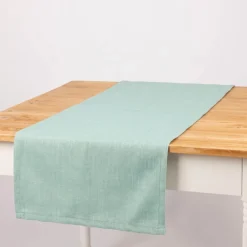 Tischläufer Outdoor Olefina mit Fleckschutz uni Struktur mintgrün meliert 40x160cm von SCHÖNER LEBEN.