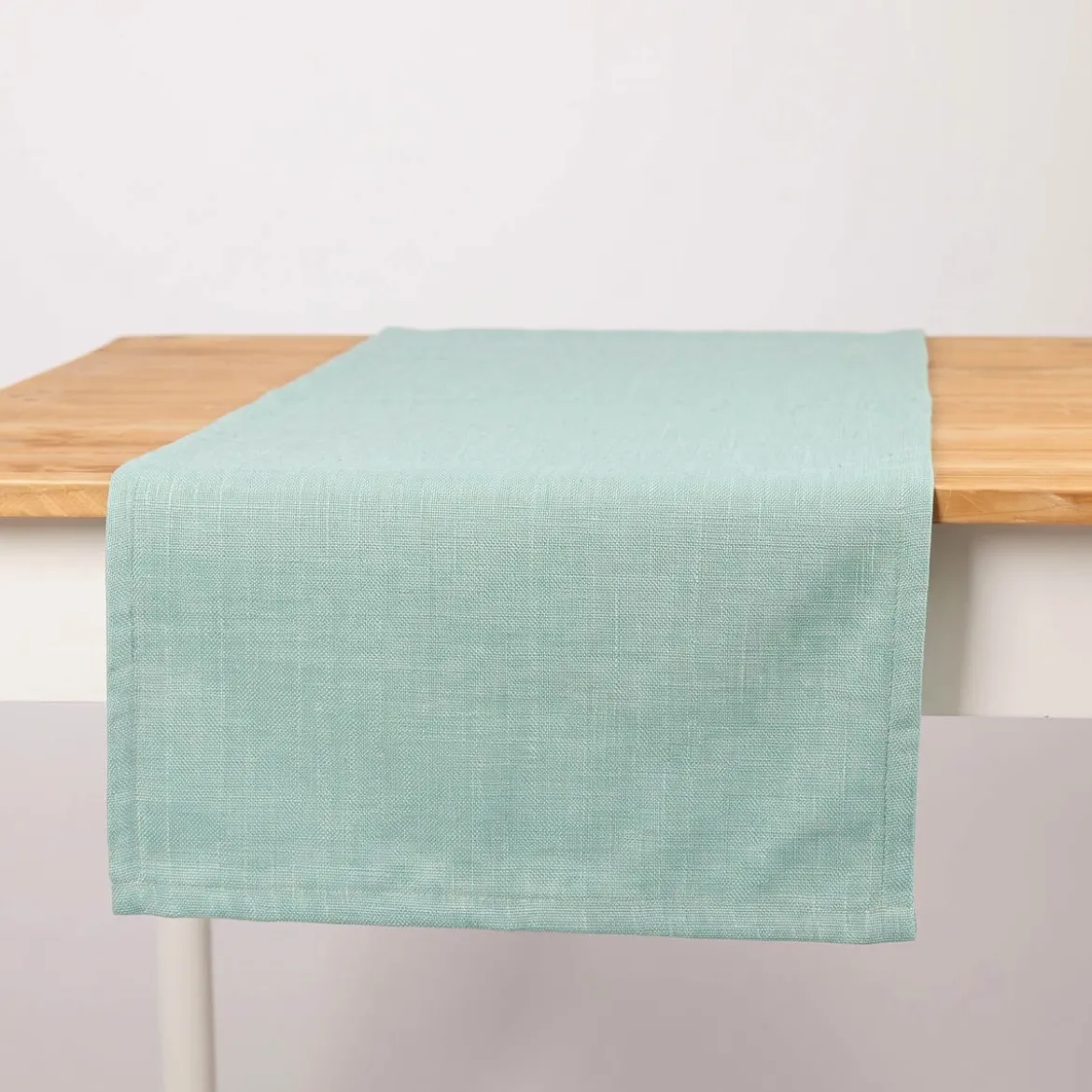Tischläufer Outdoor Olefina mit Fleckschutz uni Struktur mintgrün meliert 40x160cm von SCHÖNER LEBEN.