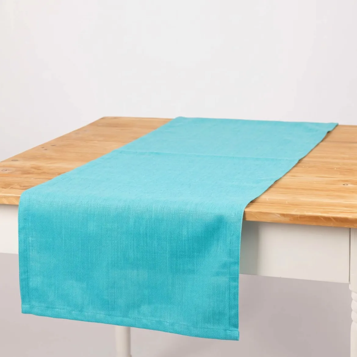 Tischläufer Outdoor Olefina mit Fleckschutz uni Struktur aqua blau 40x160cm von SCHÖNER LEBEN.