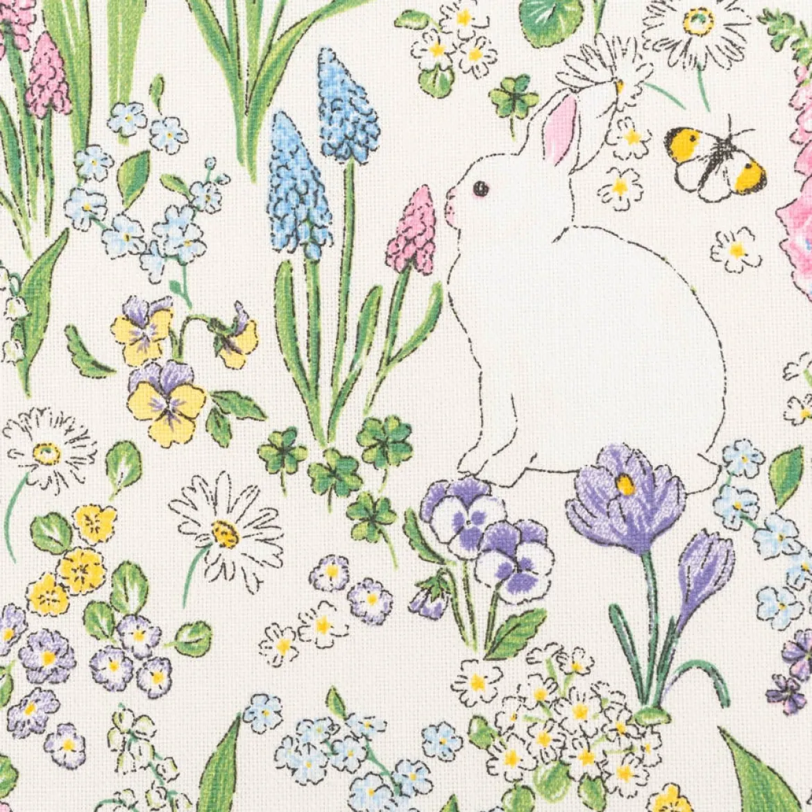 Tischläufer Rabbit Spring Fever Hasen Blumen weiß bunt 40x160cm von SCHÖNER LEBEN.
