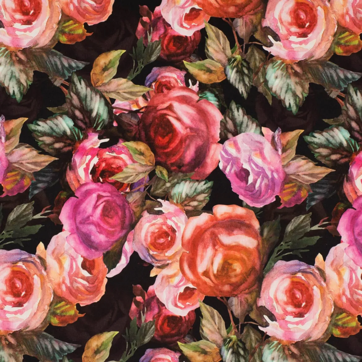 Tischläufer Rosetta Rosen Digitaldruck schwarz pink 40x160cm von SCHÖNER LEBEN.