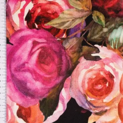 Tischläufer Rosetta Rosen Digitaldruck schwarz pink 40x160cm von SCHÖNER LEBEN.