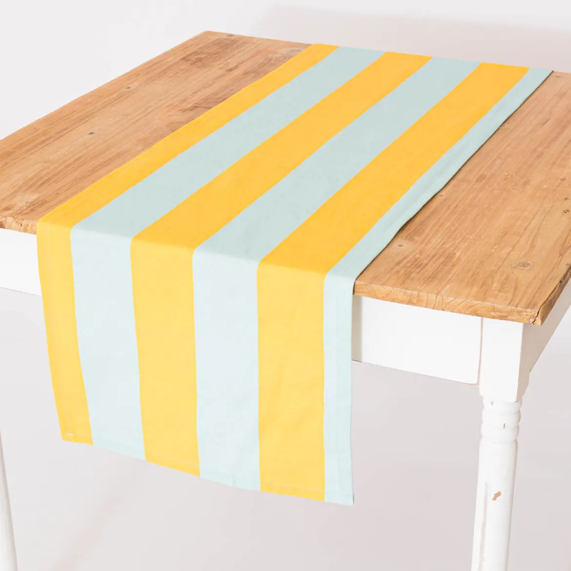 Tischläufer Streifen hellblau gelb 40x160cm von SCHÖNER LEBEN.