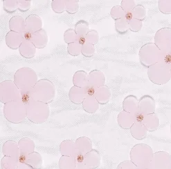 Tischläufer Tischband Tüll mit 3D Blüten rosa 0,26x5m