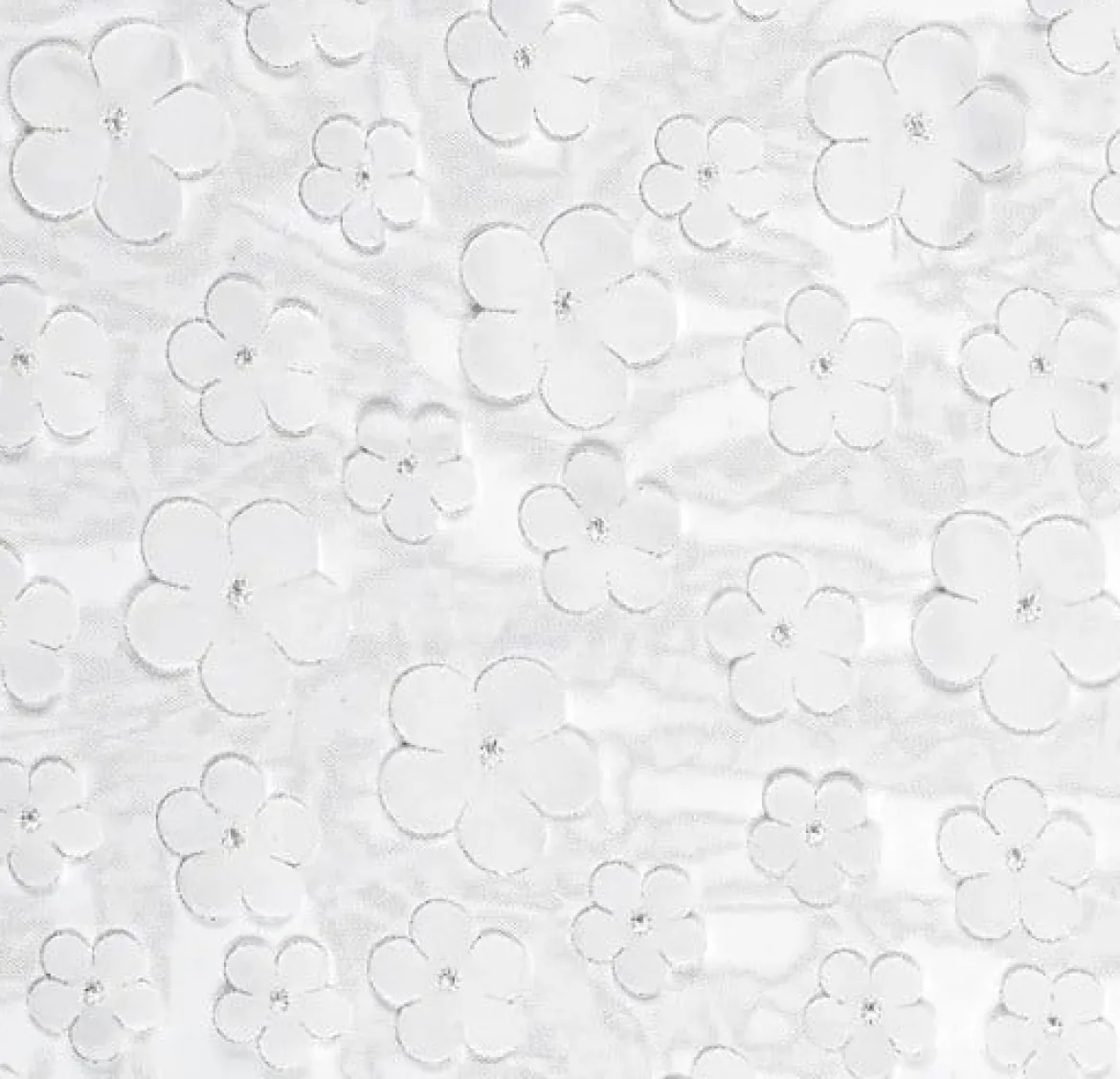 Tischläufer Tischband Tüll mit 3D Blüten weiß 0,26x5m