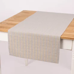 Tischläufer Tyra Karo grau goldfarbig 45x150cm