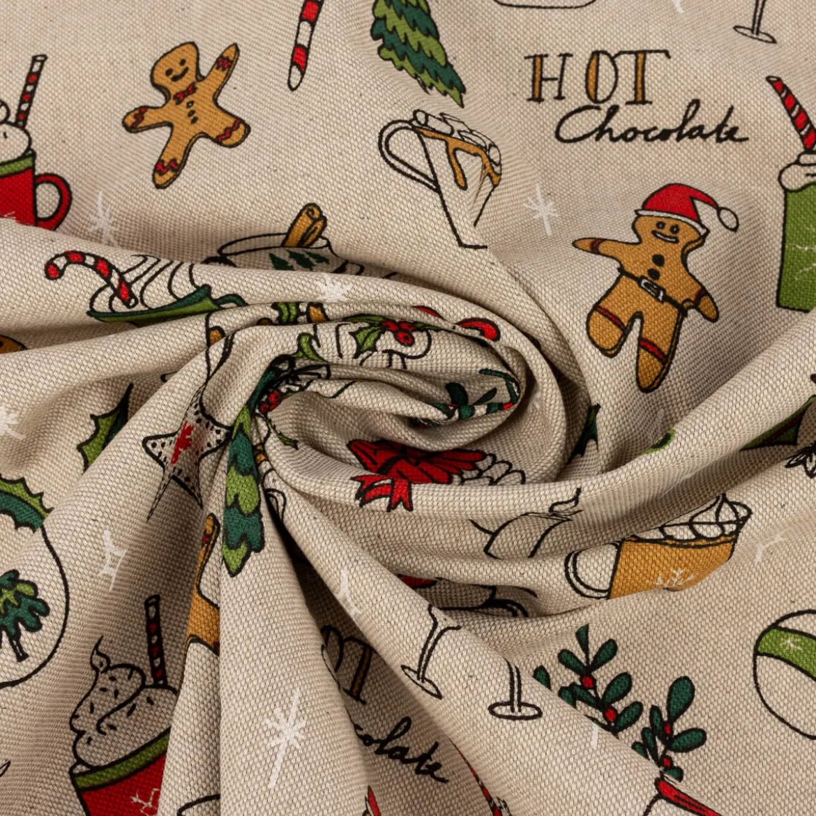 Tischläufer Weihnachten Christmas Doodle Weihnachtsmotive natur bunt 40x160cm von SCHÖNER LEBEN.