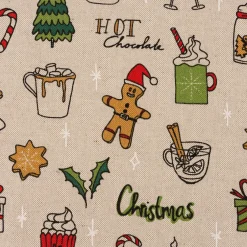 Tischläufer Weihnachten Christmas Doodle Weihnachtsmotive natur bunt 40x160cm von SCHÖNER LEBEN.