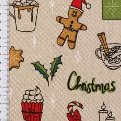 Tischläufer Weihnachten Christmas Doodle Weihnachtsmotive natur bunt 40x160cm von SCHÖNER LEBEN.