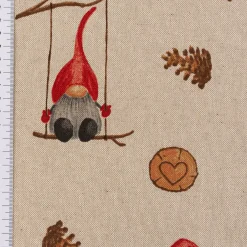 Tischläufer Weihnachten Tomte Weihnachtswichtel Leinenlook natur rot braun 40x160cm von SCHÖNER LEBEN.
