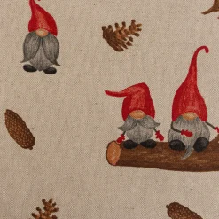 Tischläufer Weihnachten Tomte Weihnachtswichtel Leinenlook natur rot braun 40x160cm von SCHÖNER LEBEN.