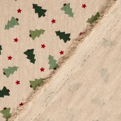 Tischläufer XMAS Tree Weihnachtsbaum Tanne im Leinenlook natur grün 40x160cm von SCHÖNER LEBEN.