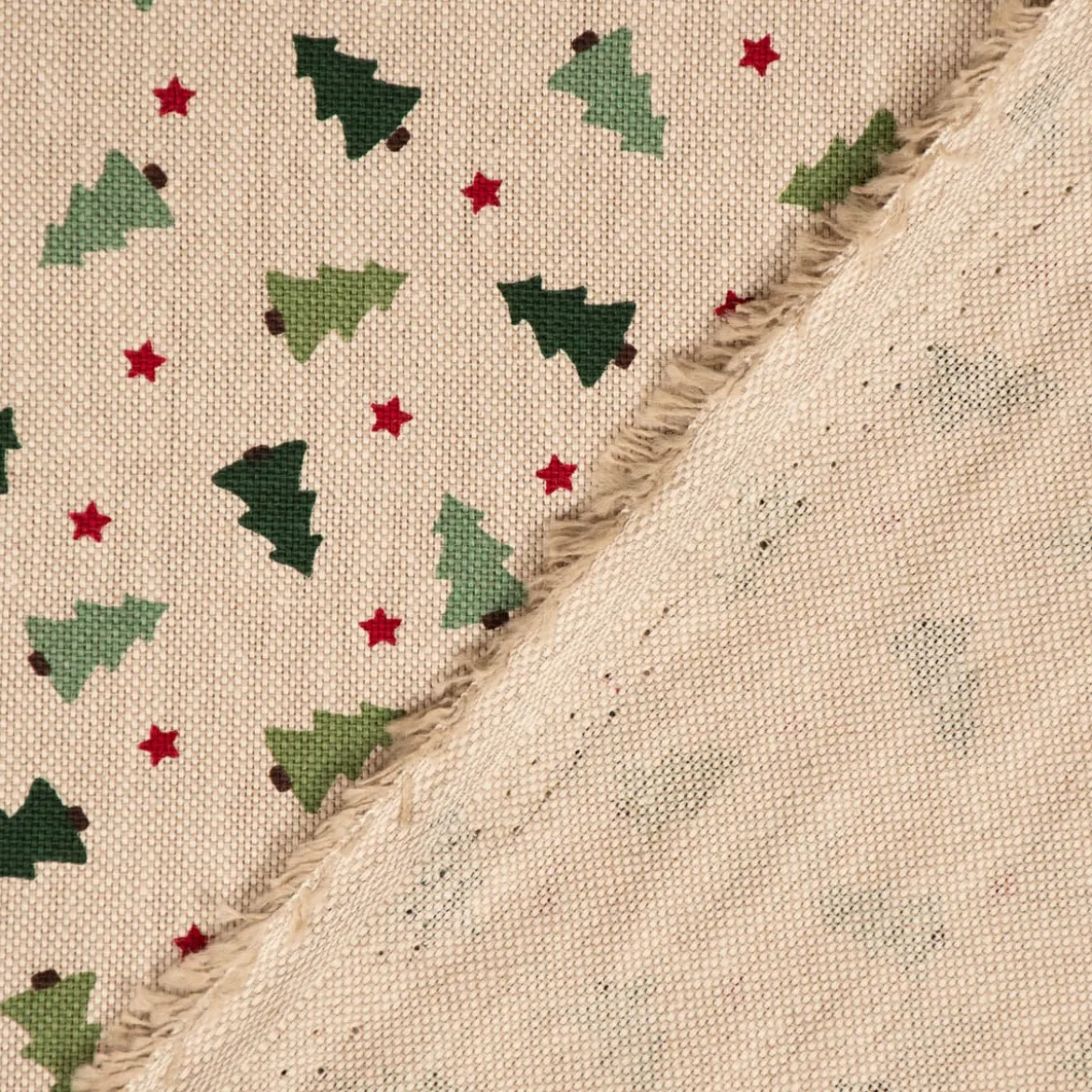 Tischläufer XMAS Tree Weihnachtsbaum Tanne im Leinenlook natur grün 40x160cm von SCHÖNER LEBEN.