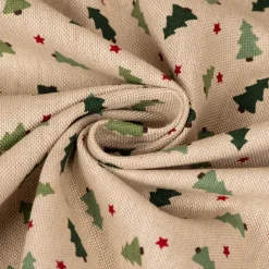 Tischläufer XMAS Tree Weihnachtsbaum Tanne im Leinenlook natur grün 40x160cm von SCHÖNER LEBEN.