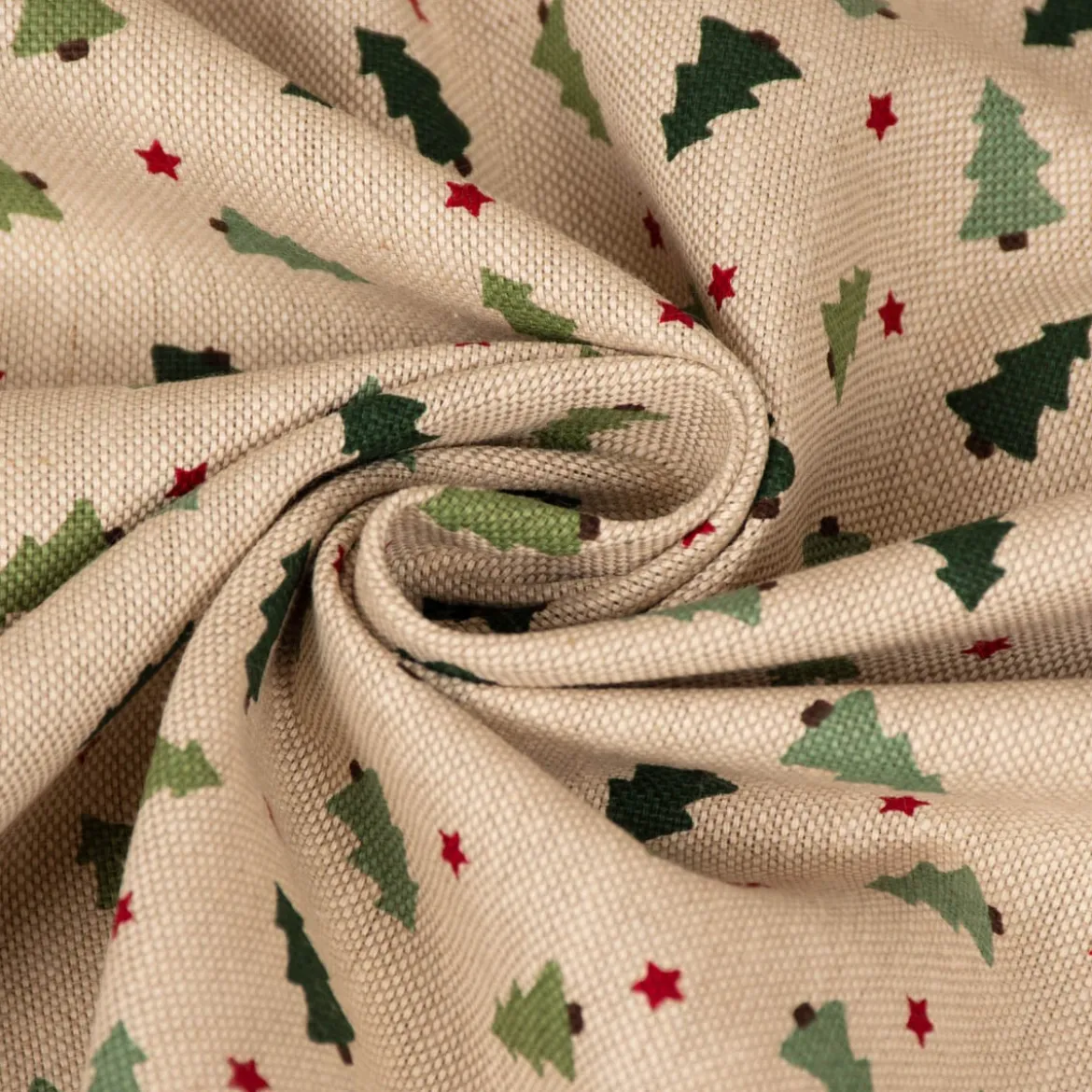 Tischläufer XMAS Tree Weihnachtsbaum Tanne im Leinenlook natur grün 40x160cm von SCHÖNER LEBEN.