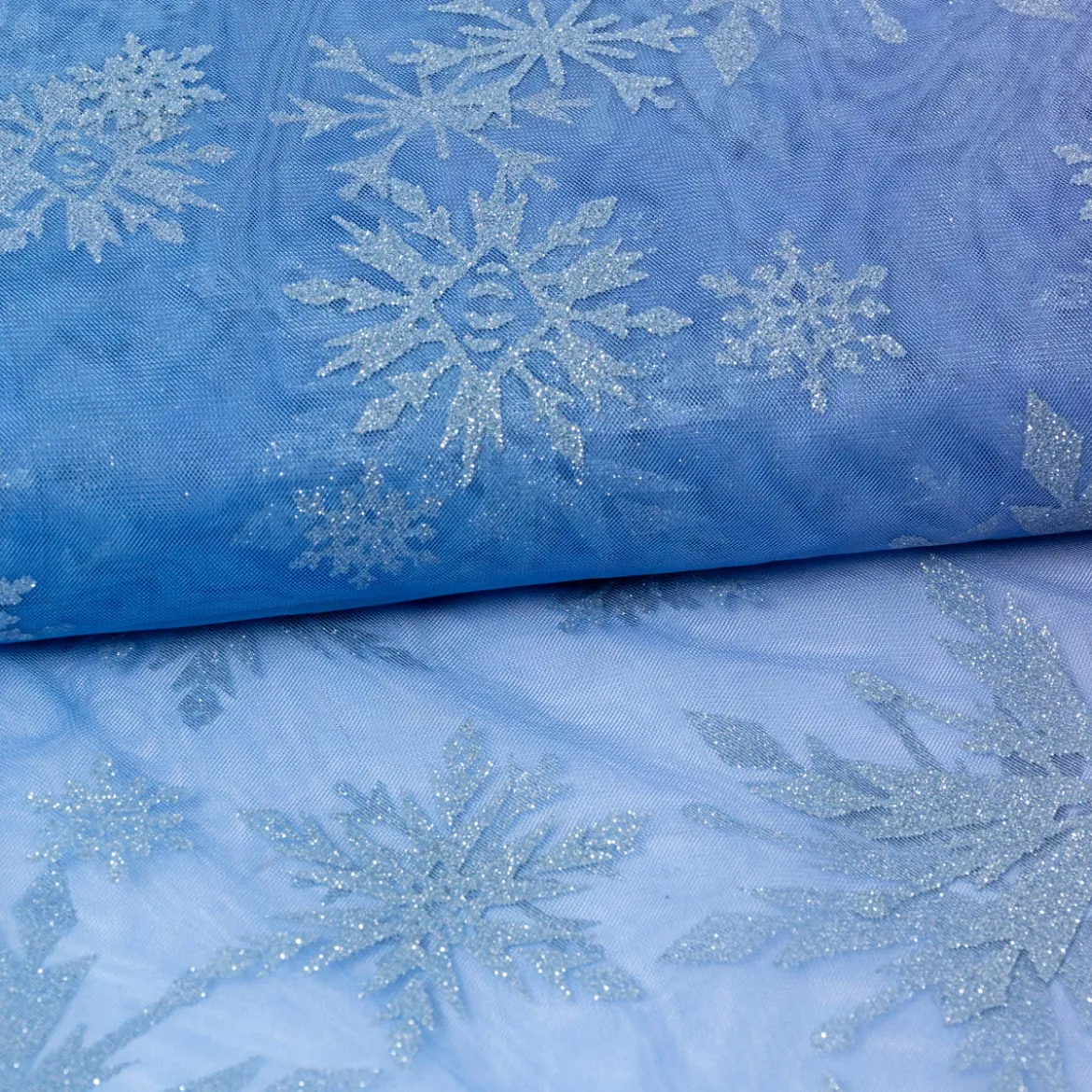 Tüllstoff Farbverlauf Glitzerkristalle blau lila silberfarbig 1,55m Breite