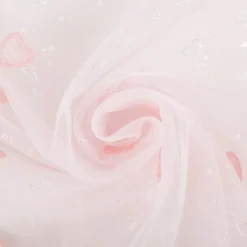 Tüll Stoff Herzchen Stickerei & Glitzer rosa 125cm Breite