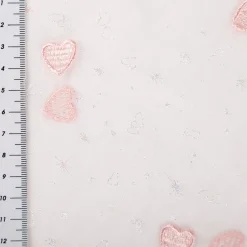 Tüll Stoff Herzchen Stickerei & Glitzer rosa 125cm Breite