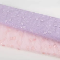 Tüll Stoff Herzchen Stickerei & Glitzer rosa 125cm Breite