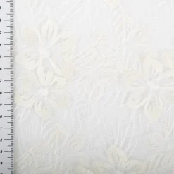 Tüllstoff mit Blumenstickerei wollweiß 140cm breit