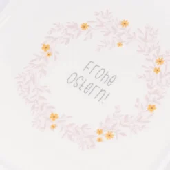 Toastteller Frohe Ostern Blumenkranz weiß rosa gelb 14,5x15,5cm von Grafik Werkstatt
